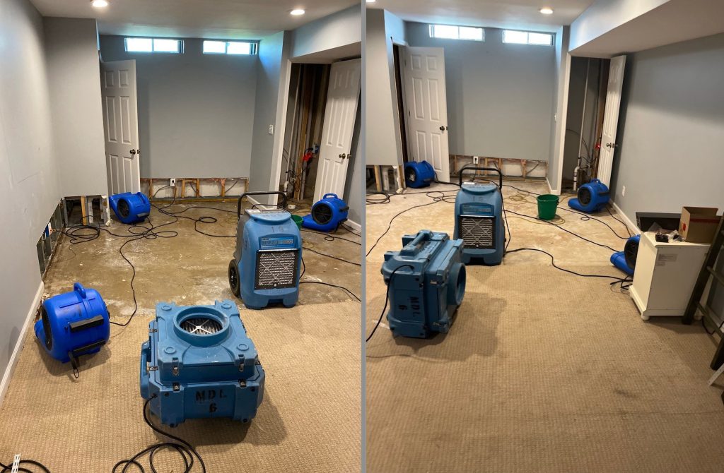 Water damage mitigation completed in Newtown, PA home