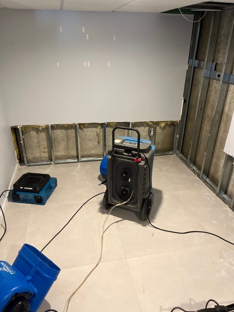 water damage dryout equipment used in robbinsville nj basement