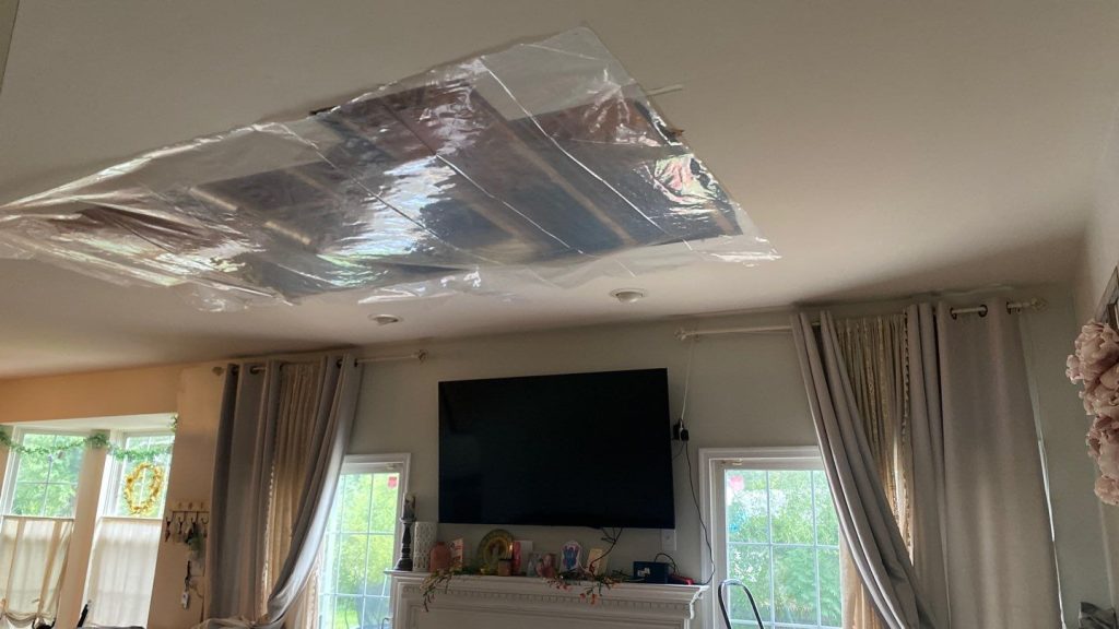 ceiling water damage restoration in burlington nj home